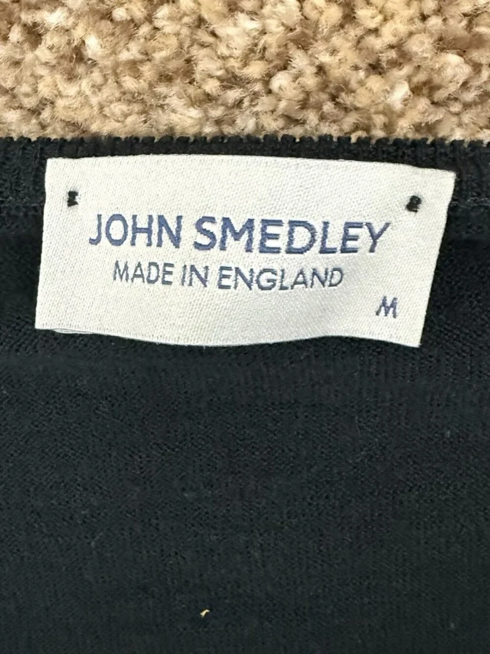 John Smedley Men’s V Neck Black Sweater 100% Pure Wool Size M England Made